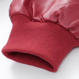 Farveblok jakke i imiteret læder med lynlås