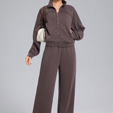 Løstsiddende sportsvest med lynlås til udendørs yoga, lange ærmer