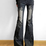 Vintage jeans med svaj og botanisk print