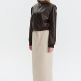 PU-læder pilotjakke med lynlås