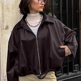 retro brun læder bikerjakke