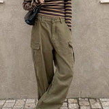 Teksturerede bootcut cargo jeans med afslappet pasform