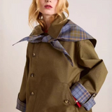 Mori Girl farveblok-ternet jakke med asymmetrisk løs pasform