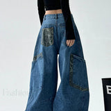 Vintage jeans med leopardprint og brede ben