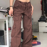 Casual vintage cargo jeans, løstsiddende lige snit