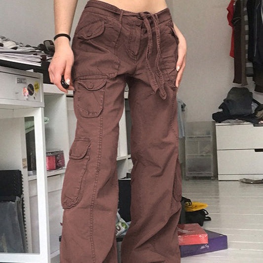 Casual vintage cargo jeans, løstsiddende lige snit