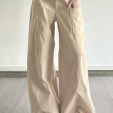 Cargobukser med vide ben og blondepaneler