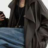 Oversized bikerjakke i læder