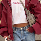 Farveblok jakke i imiteret læder med lynlås