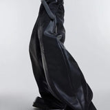 Jeans med vide ben i patchwork af PU-læder