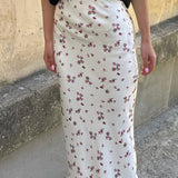 Højtaljet blyantnederdel med blomsterprint