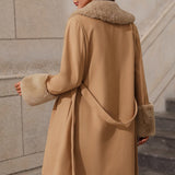 Mellemlang cardigan med hakkrave og knapper, foret med fløjl