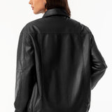 læderjakke med overdimensionerede reverser