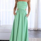 Damekjole - Stropløs - Elastik i taljen - Vide ben - Med lommer