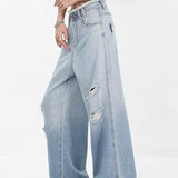 Rippede, lige jeans med falmet finish