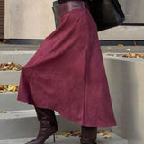 Vintage A-formet midi-nederdel i imiteret ruskind