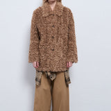 Varm, ensfarvet frakke med hakkrave og knapper