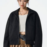 Lang bikerjakke i PU-læder