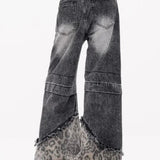 Jeans med brede ben og leopardprint