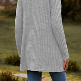 Langærmet vest i børstet ribstrik