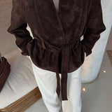 vintage langærmet ruskindsjakke