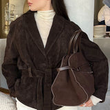 vintage langærmet ruskindsjakke