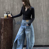 Vintage falmede, ustrukturerede jeans