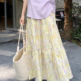 Monet Garden gul blomster-midinederdel