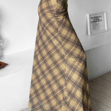 Højtaljet ternet bodycon-nederdel