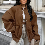 Tyk brun uldfrakke med elastisk kant