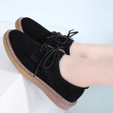 Dame Oxfordsko - Elegant ruskind - Rund tå - Komfortabel skridsikker sål