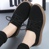 Dame Oxfordsko - Elegant ruskind - Rund tå - Komfortabel skridsikker sål