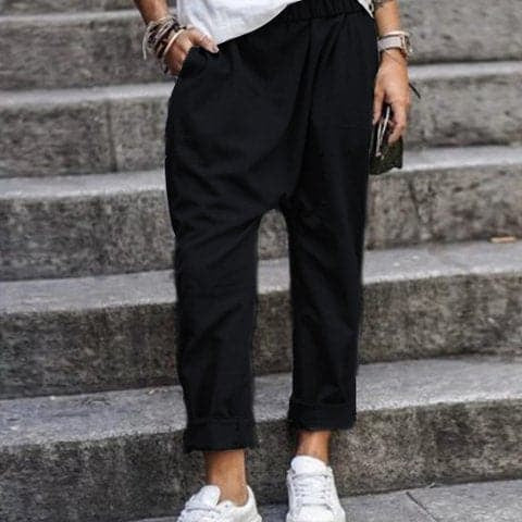 Damebukser med vide ben - Høj talje - Let og flagrende stof - Åndbar komfort