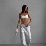 Afslappede cargobukser med snøre, løs pasform