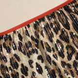 Kort stretchnederdel med leopardprint og pailletter.