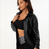 læderjakke med overdimensionerede reverser