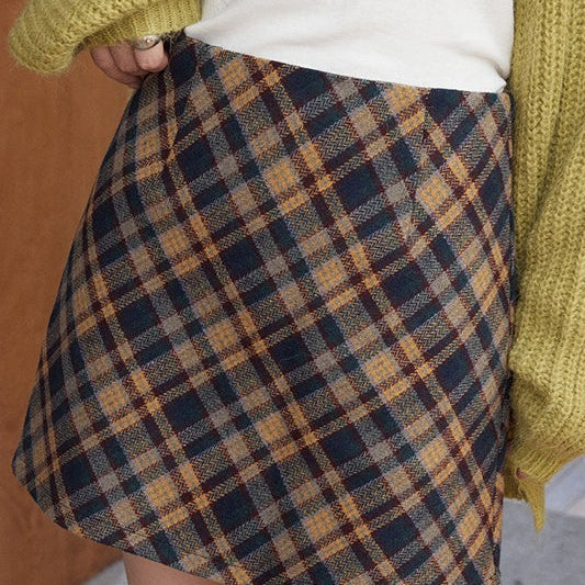 Vintage ternet højtaljet blyantnederdel