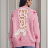 V-hals strikket vest med støvlemønster