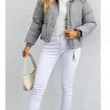 Dunjakke med kort høj krave