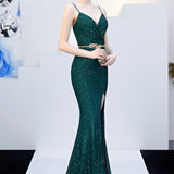 Sexet, figursyet havfrue-aftenkjole med bælte