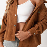 Enkeltradet fløjlsskjortejakke