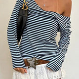 Langærmet, løstsiddende bluse med farveblok og V-hals