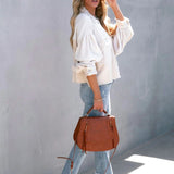 Langærmet frakke i børstet vaffelstrik