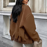 Tyk brun uldfrakke med elastisk kant