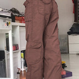 Casual vintage cargo jeans, løstsiddende lige snit