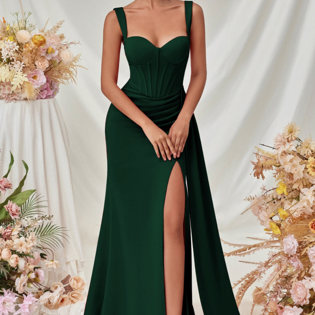 Sexet bodycon maxi aftenkjole med slids