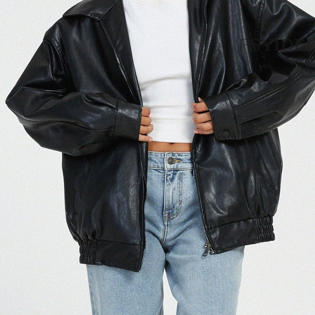 PU-læder pilotjakke