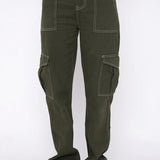 Trendy cargobukser med lige ben og flere lommer