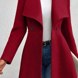 Lang uldfrakke med bælte