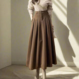 Lang damenederdel - Høj talje - Svaj snit - Elegant plisseret